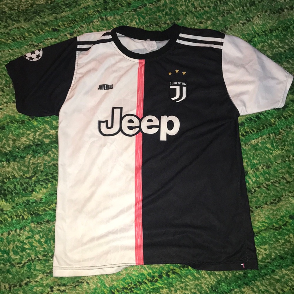 Juventus Kids' Black & White Soccer Jersey with Pink Stripe